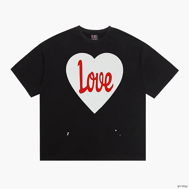 SAINT Heart Print Street Style Black T-Shirt