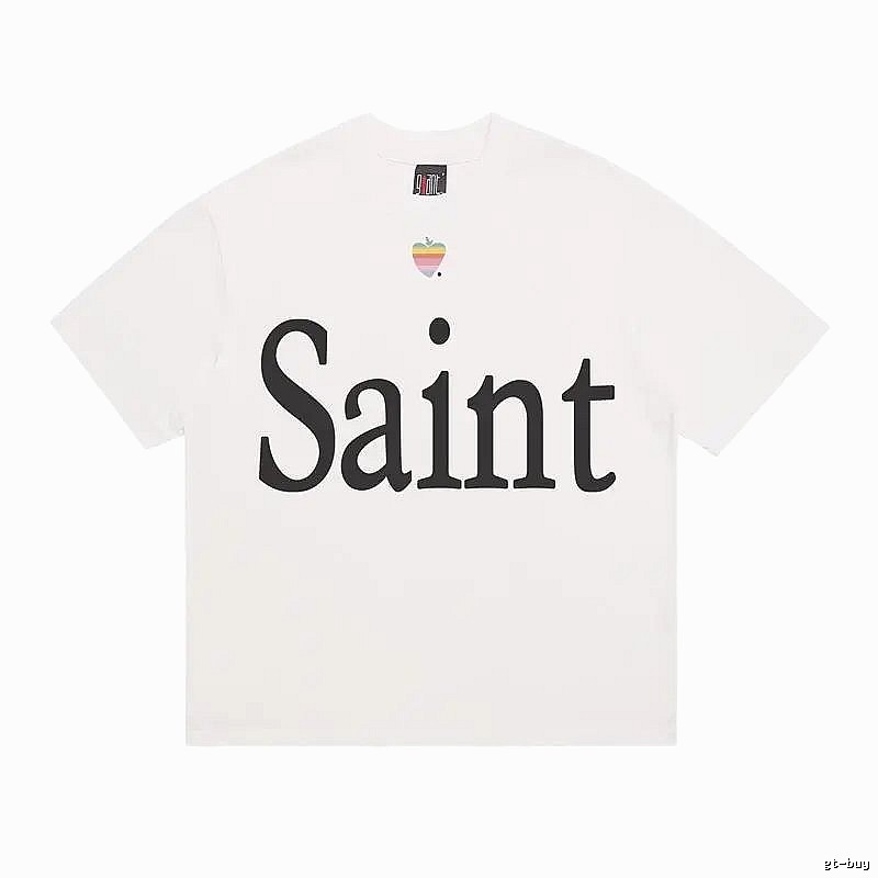 SAINT Letter Print Street Style Off-white T-shirt