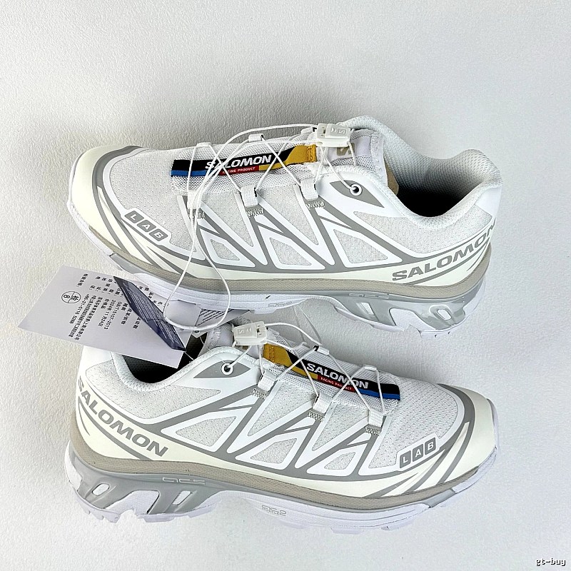Salomon Trail Sneakers in White and Gray, Finished with Quick-Lace Style Cords