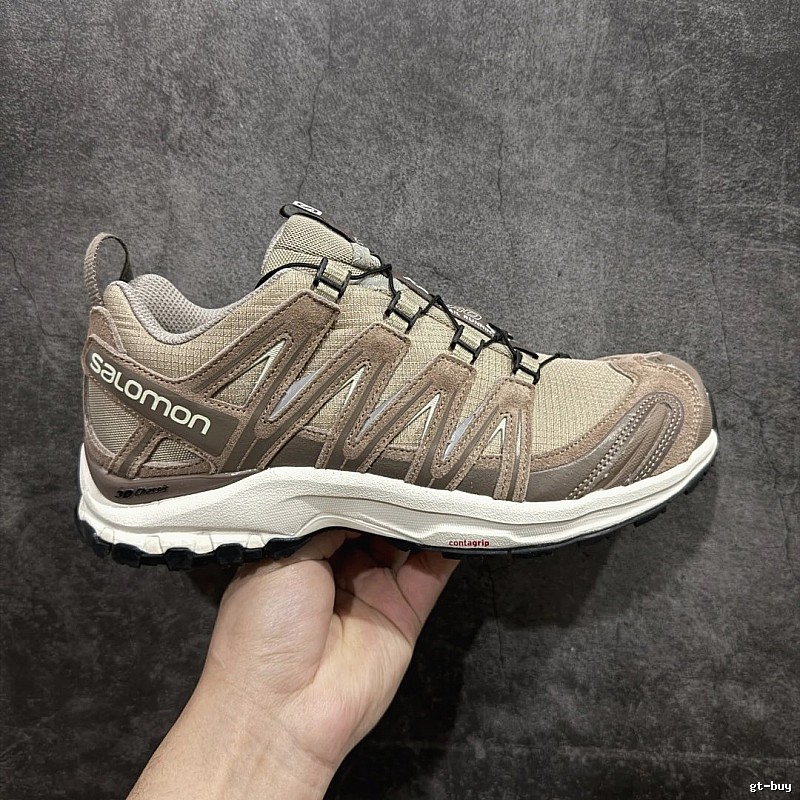 Salomon Trail Sneakers, Tan and Quick-Lace Style Cords
