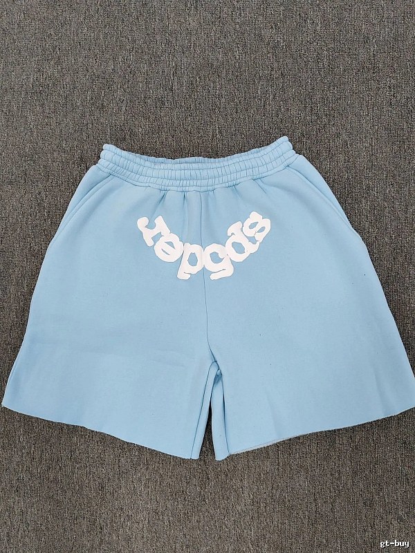 Sp5der Foam Print Street Style Light Blue Shorts