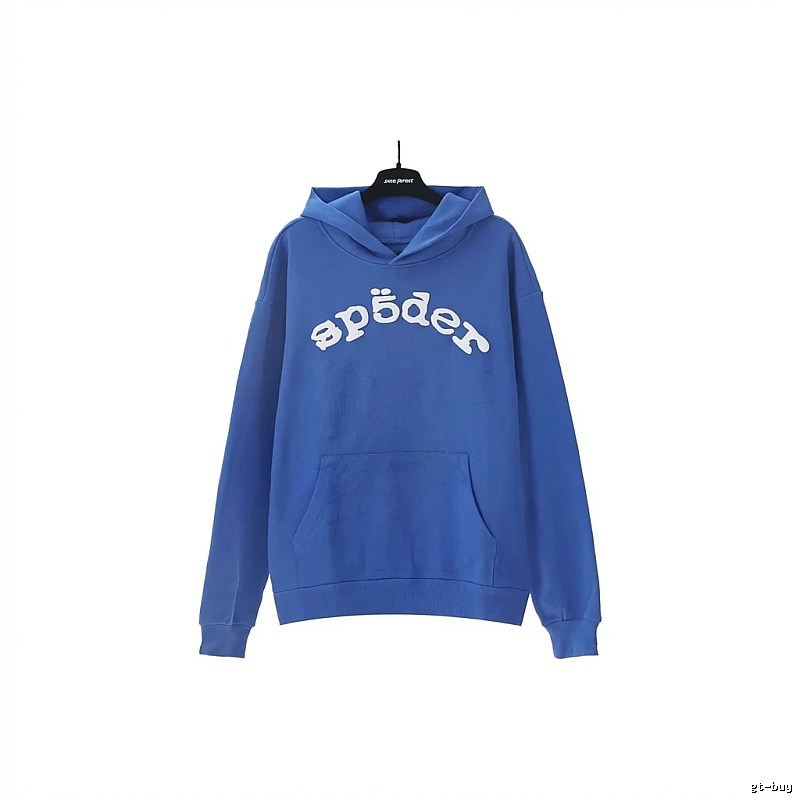 Sp5der Letter Trendy Brand Style Blue Sweatshirt