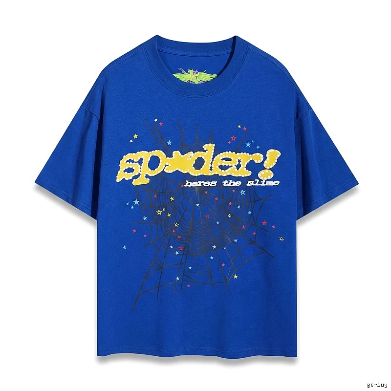 Sp5der Print Trendy Blue T-shirt