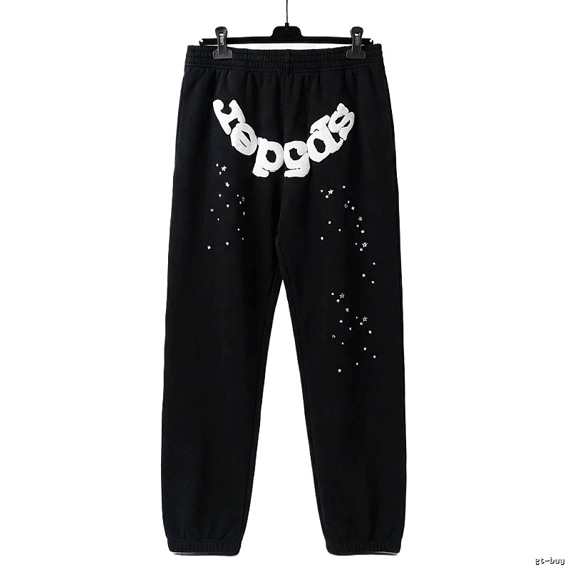 Sp5der Star Print Trendy and Cool Black Pants