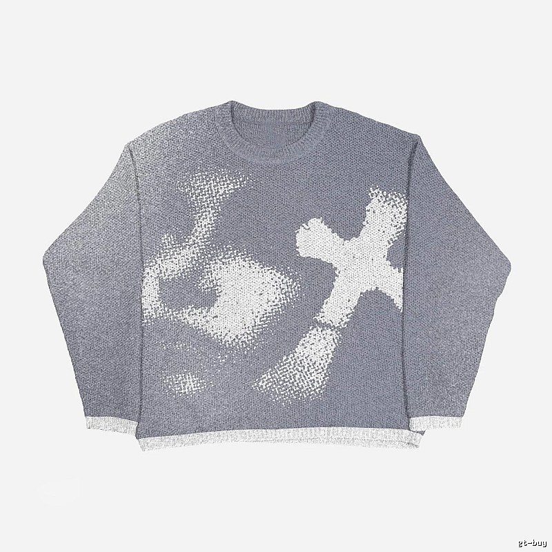 Statement Anime graphic sweater Black Knit Top for Outdoor Plans