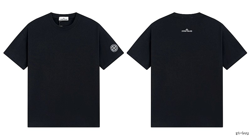Stone Island Badge Techwear Style Black Short Sleeve T-Shirt