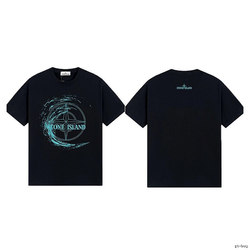Stone Island Compass Print Street Style Black T-Shirt