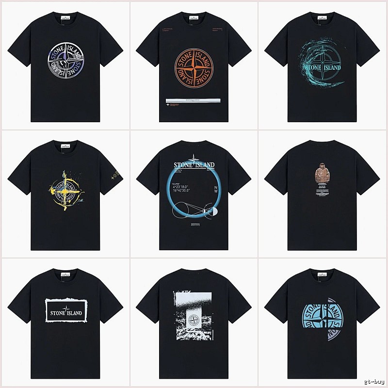 Stone Island Compass Print Street Style Black T-Shirt