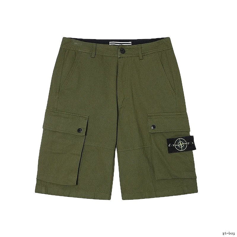 Stone Island Compass Workwear Style Army Green Cargo Shorts