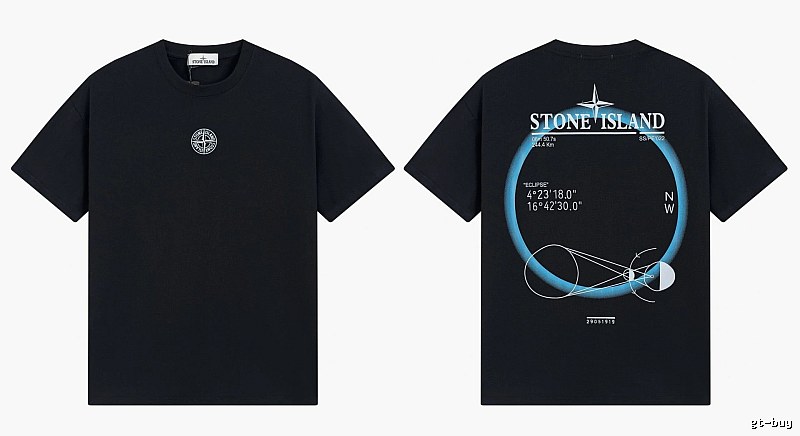 Stone Island Eclipse Collection Techwear Style Black Short-sleeve T-shirt