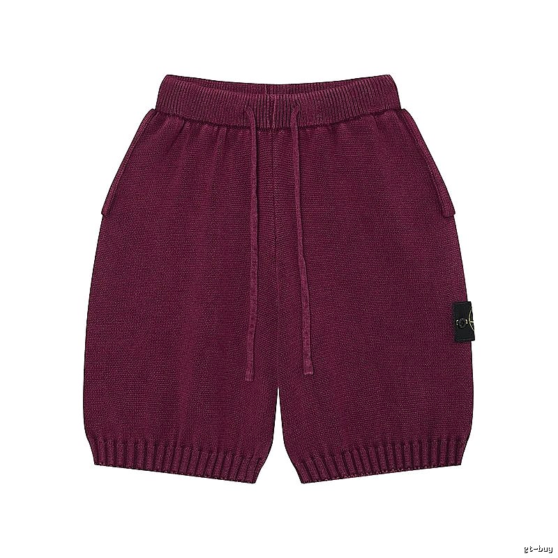 Stone Island Knit Casual Style Burgundy Shorts