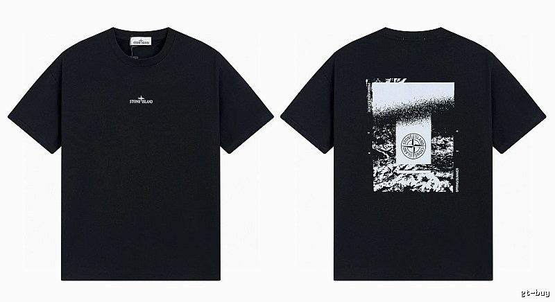 Stone Island Printed Functional Style Black Short Sleeve T-Shirt