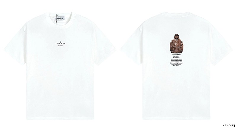 Stone Island Printed Functional Style White Short Sleeve T-shirt