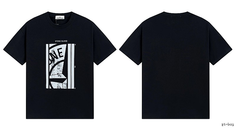 Stone Island Printed Street Style Black T-shirt