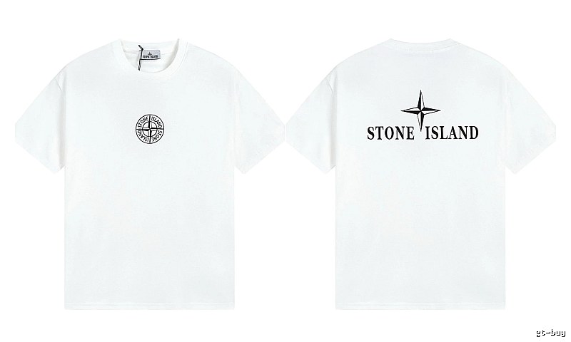 Stone Island Printed Street Style White Short Sleeve T-shirt