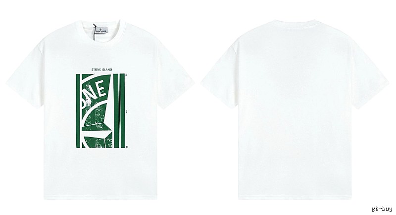 Stone Island Printed Street Style White Short Sleeve T-Shirt