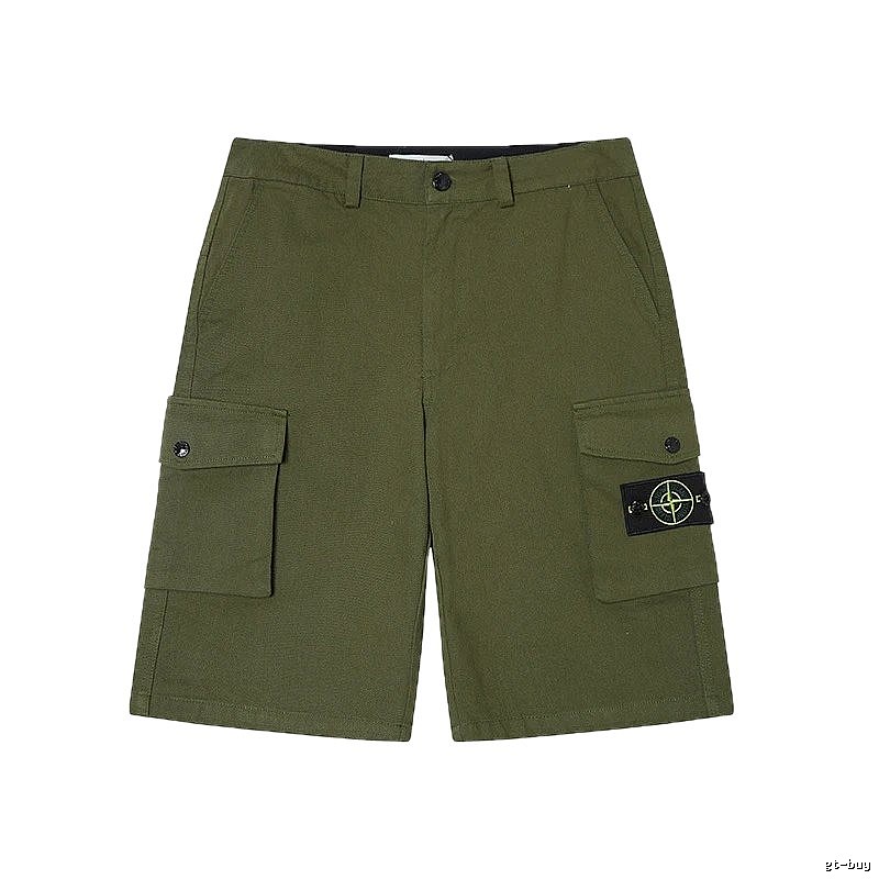 Stone Island Techwear Style Army Green Cargo Shorts
