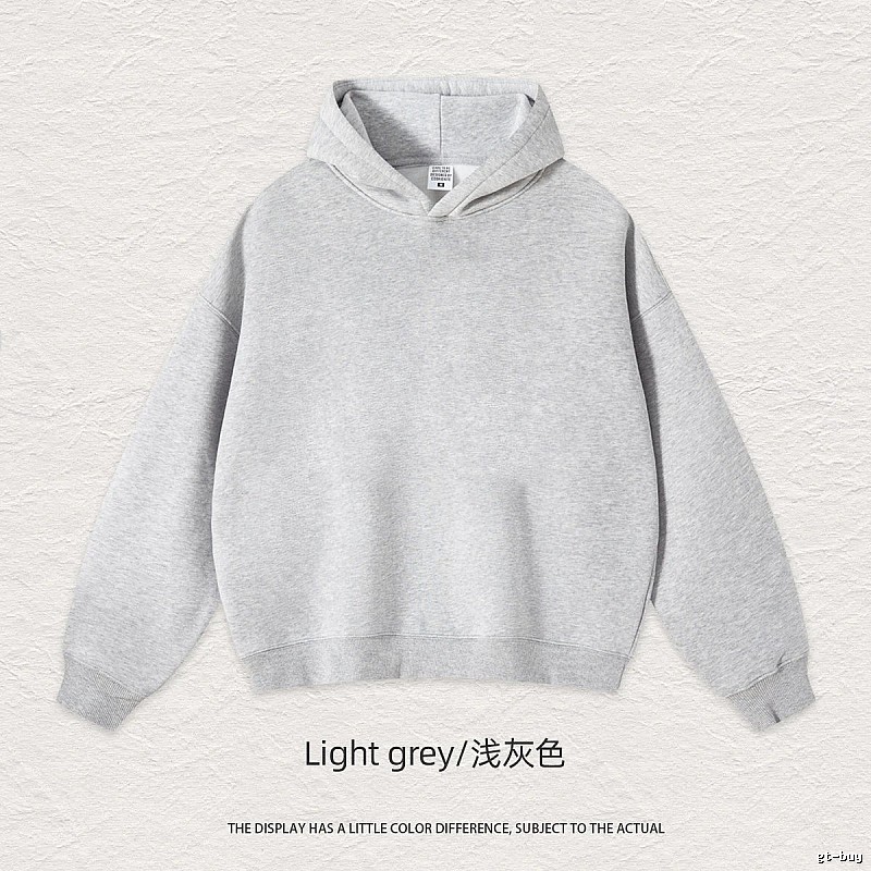 Streetwear Blank pullover hoodie Black Minimal A with Logo Accent