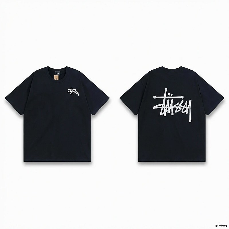Stussy basic style simple black T-shirt