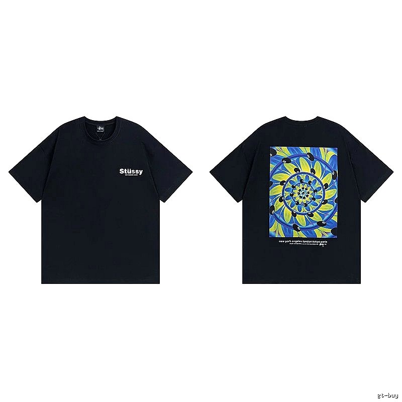 Stussy Black Spider Graphic T-Shirt Holiday Edit Logo