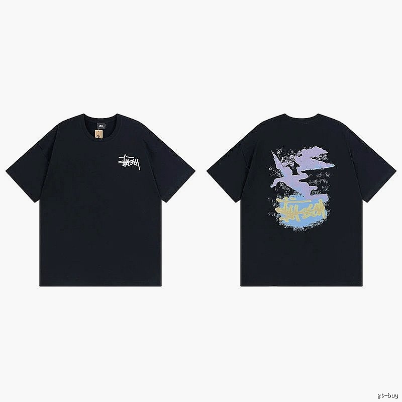 Stussy Black Spider Graphic T-Shirt Training Look Logo