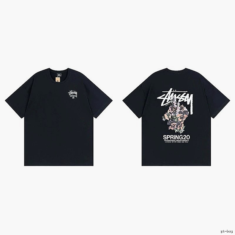 Stussy Black Spider Graphic T-Shirt Warm Weather Logo