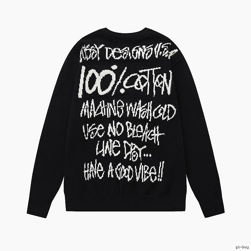 Stussy Black Swirl Graphic SweatShirt Relaxed Styling