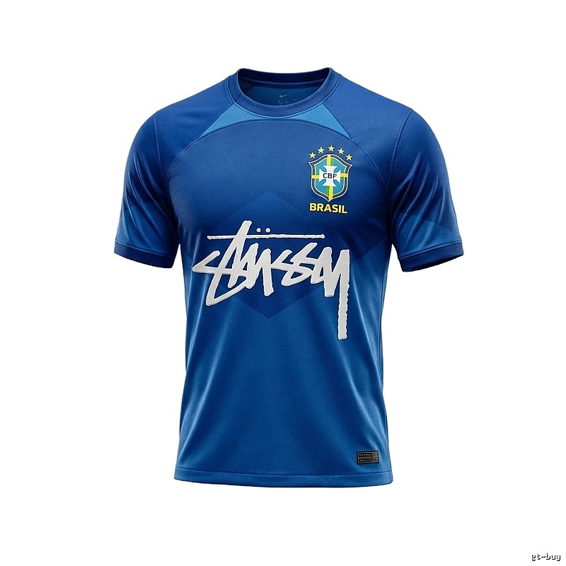 Stussy Brazil Co-branded Blue T-shirt