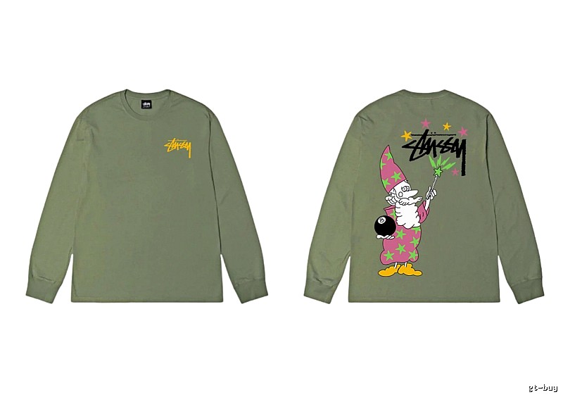 Stussy Cartoon Fun Style Olive Green Sweatshirt