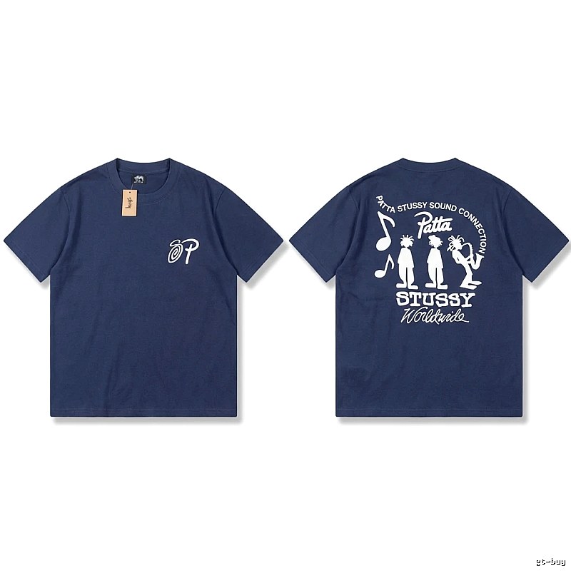 Stussy Co-branded Hip-hop Style Navy Blue T-shirt