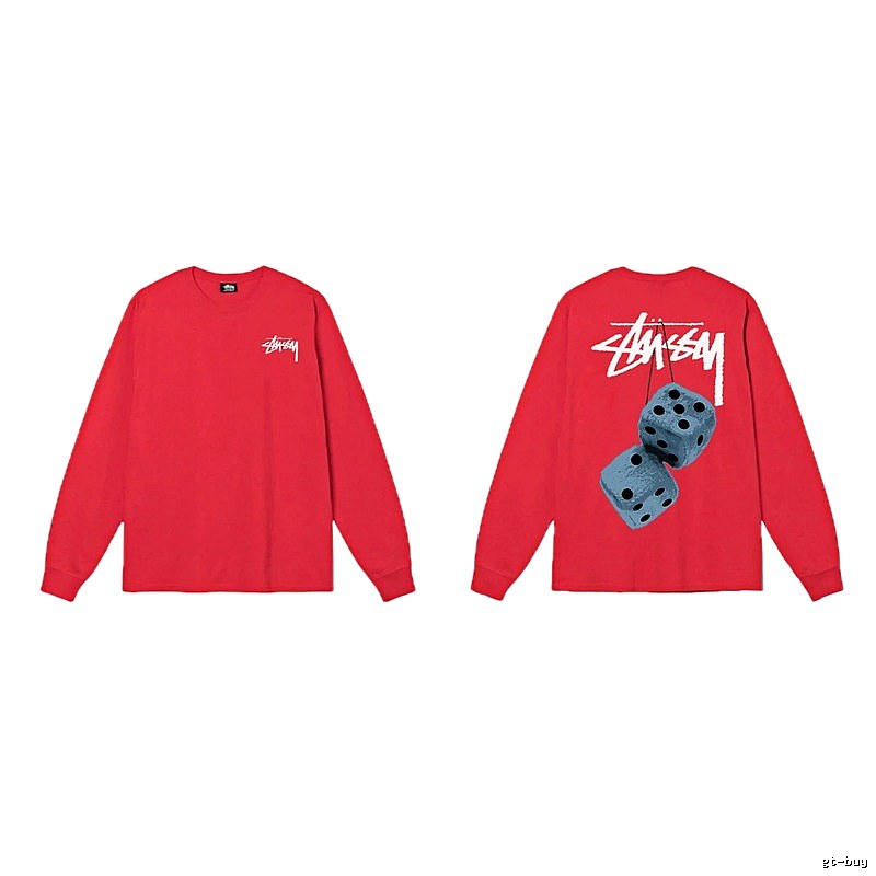 Stussy dice pattern red long-sleeved shirt