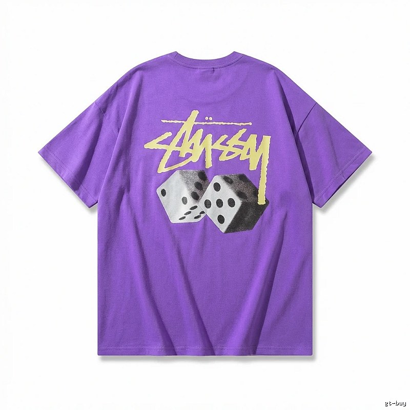 Stussy Dice Print Trendy Purple T-shirt