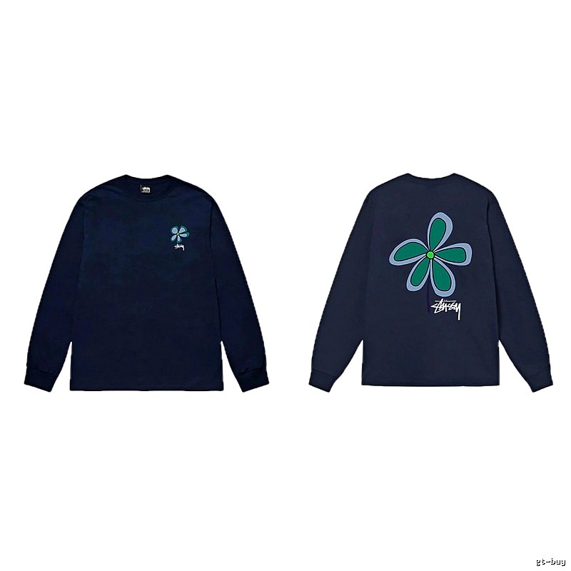 Stussy Floral Series Casual Style Navy Long-Sleeve