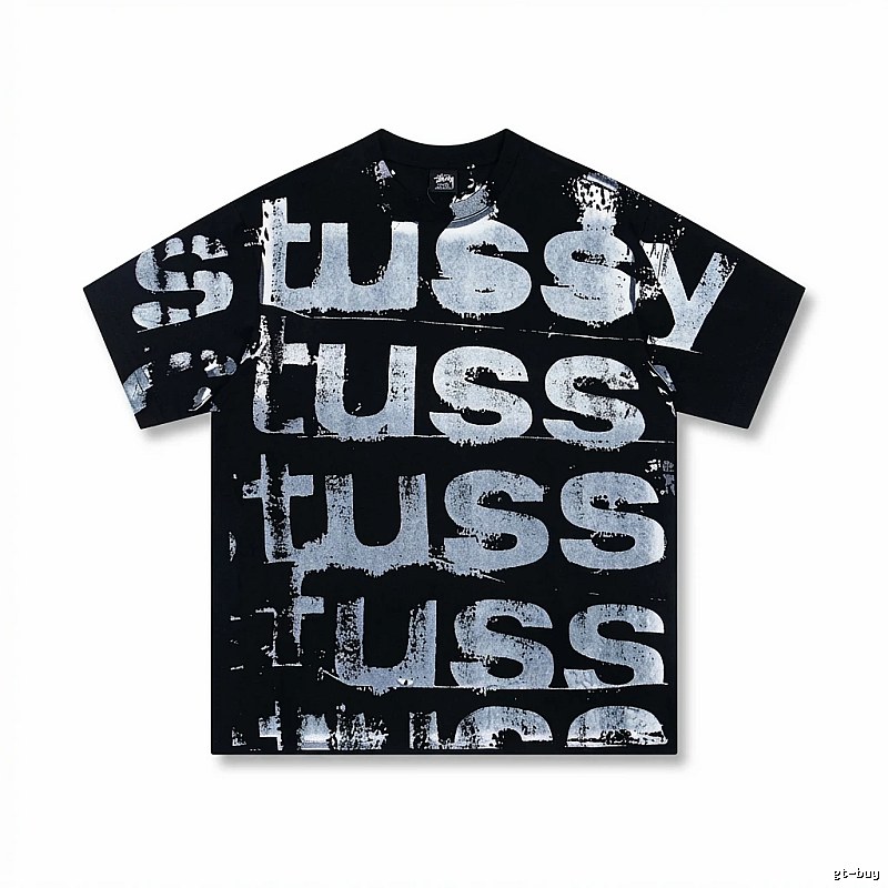 Stussy graffiti-style black T-shirt with letters