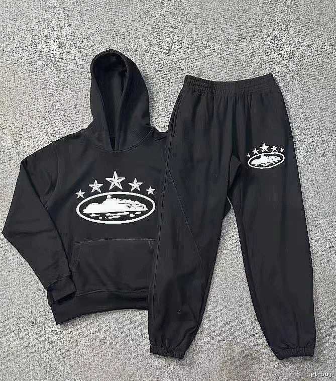 Stussy Matching Set Star-Detail Set Premium-Style Finish Black Tracksuit Set Casual Layering Logo