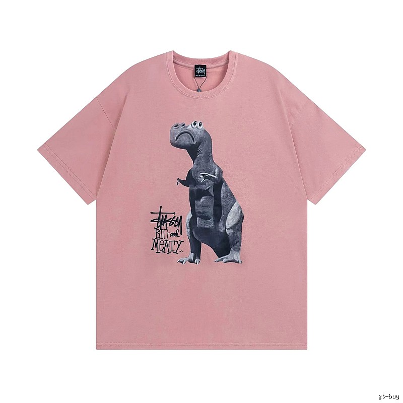 Stussy Pink Spider Graphic T-Shirt Easy Pairing Logo