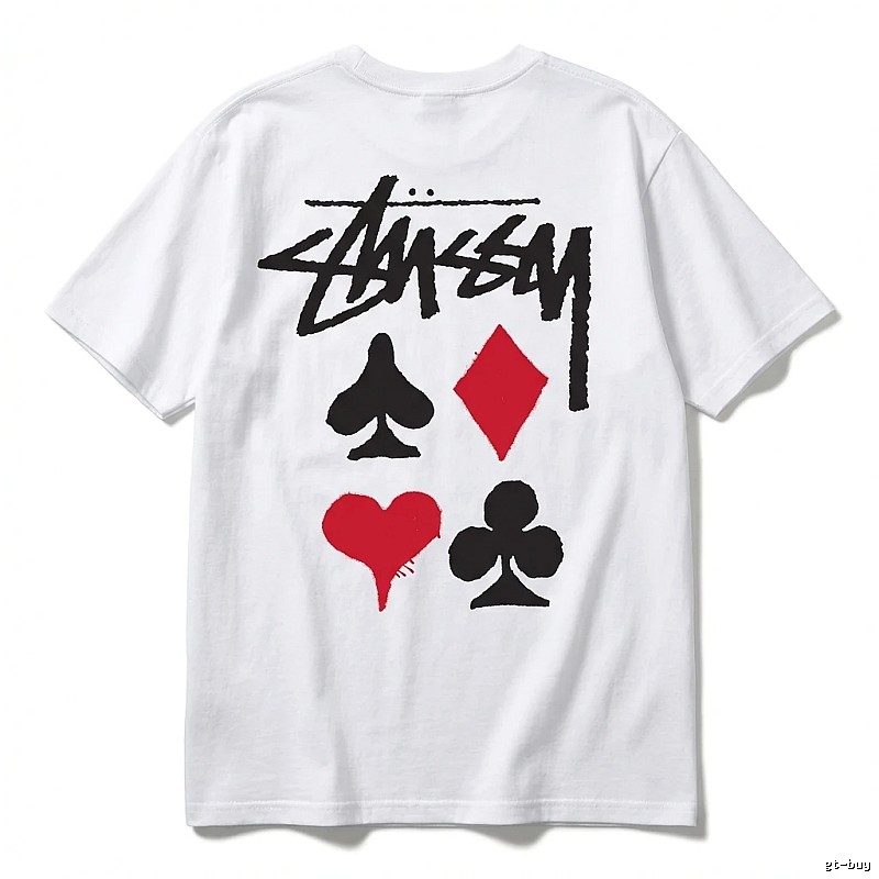 Stussy Poker Print Simple White T-shirt