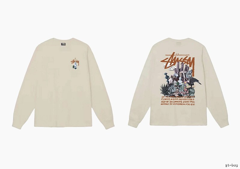 Stussy Print Retro Style Long-Sleeve (Off-White)