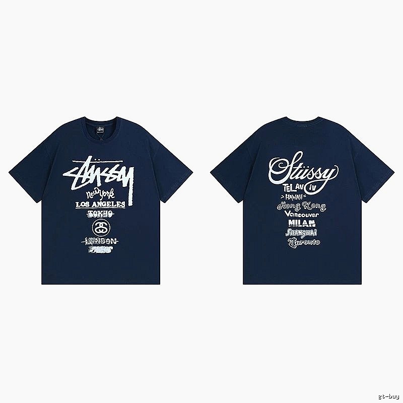 Stussy Simple Logo Finish Spider Graphic T-Shirt Minimal Look