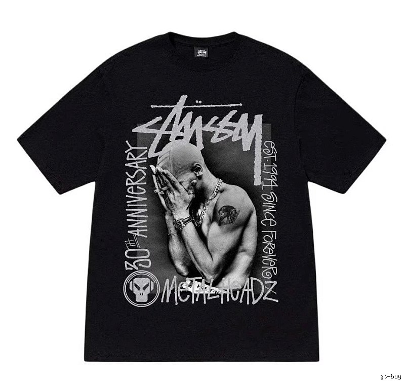 Stussy Statement Graphic T-shirt Black White Stussy for Easy Pairing