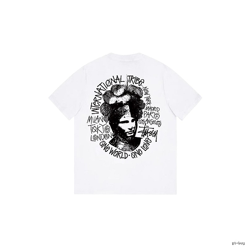Stussy Summer Graphic T-shirt Black White Stussy with Bold Graphic