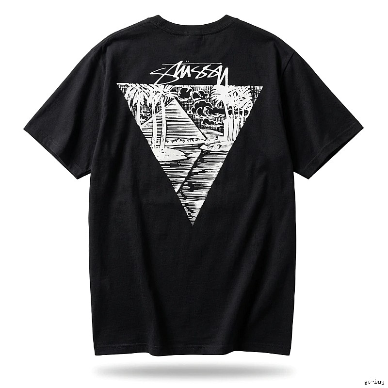 Stussy triangle print style black T-shirt