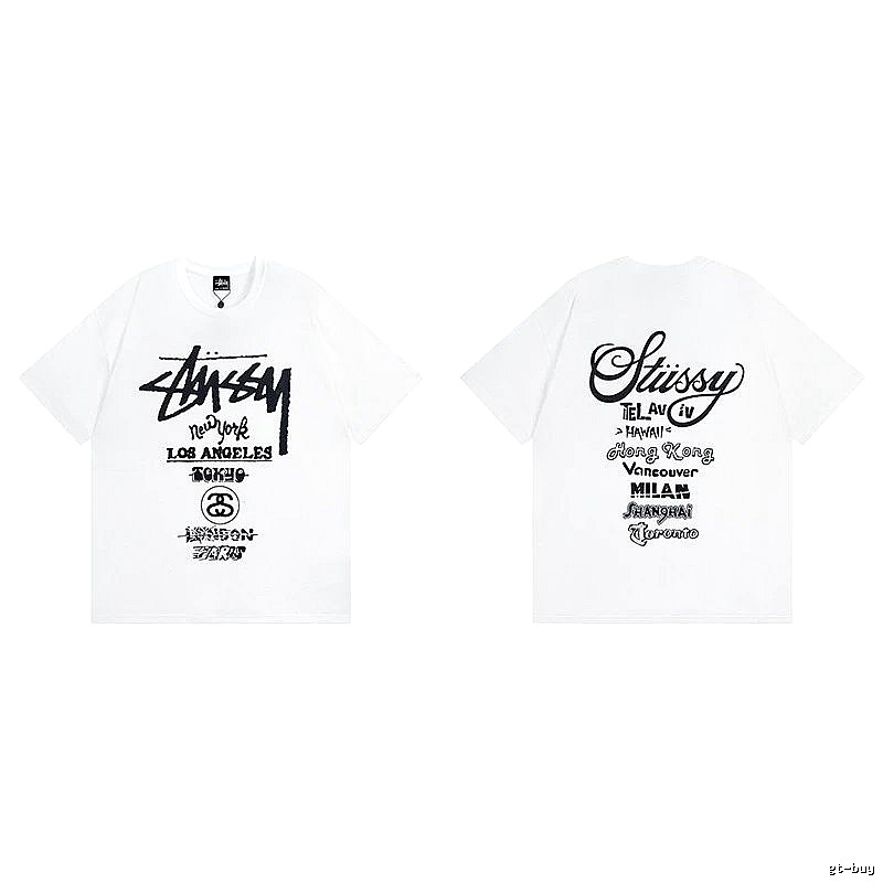 Stussy White Spider Graphic T-Shirt Travel Pack Logo