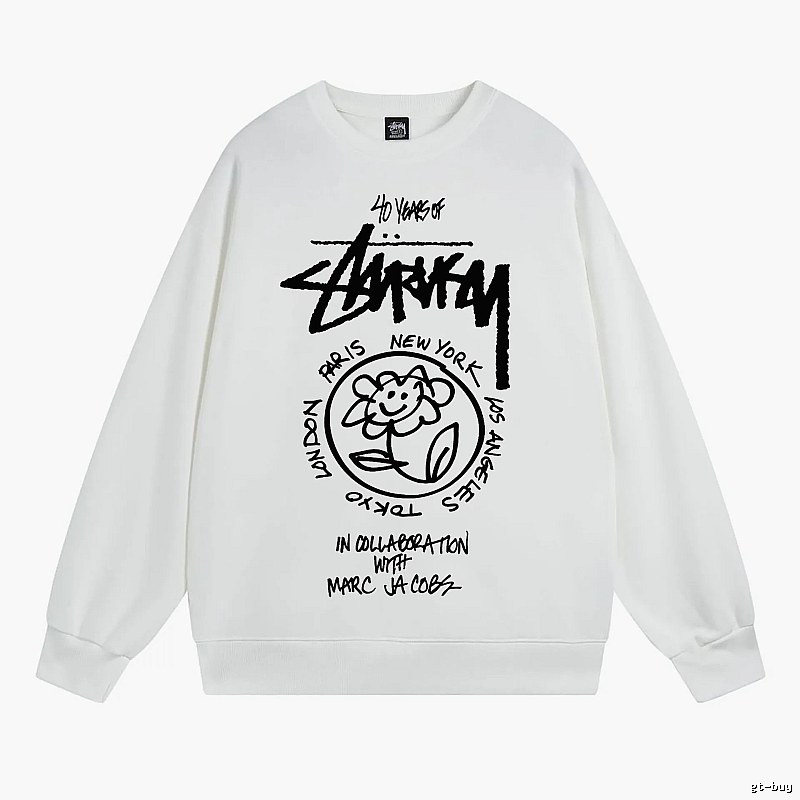 Stussy White Style 539 Graphic SweatShirt Airport Outfit