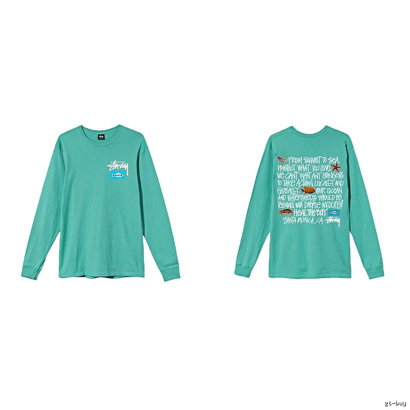 Stussy's eco-friendly mint green long-sleeved shirt