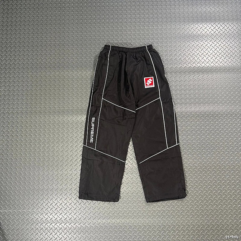 Supreme Black Utility Track Pants with Contrast Seams