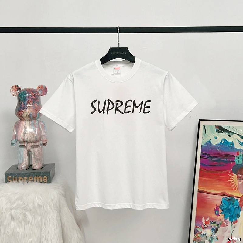 Supreme Hand-drawn Print Street Style White T-Shirt