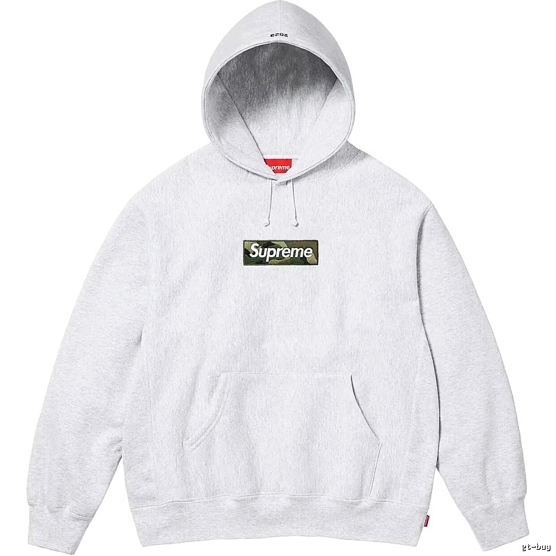 Supreme Patterned Logo hoodie Gray Red Oversized with Polished Detail