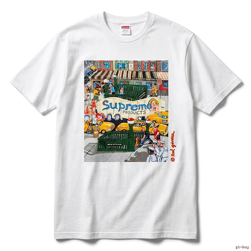 Supreme street style white T-shirt