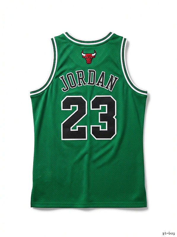 The green jersey with the number 23 of Michael Jordan